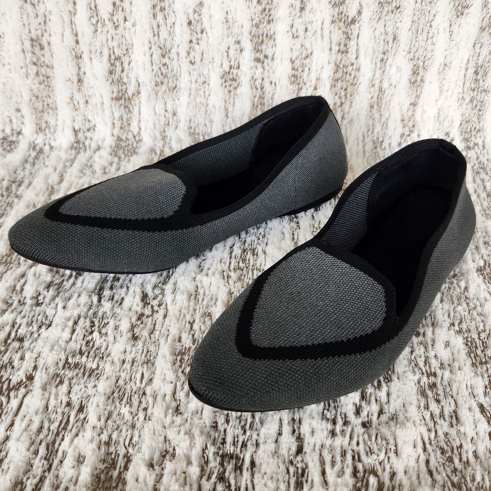 Birdies "The Blackbird" Heather Gray Washable Knit Shoe Flats, Women's Size 10
